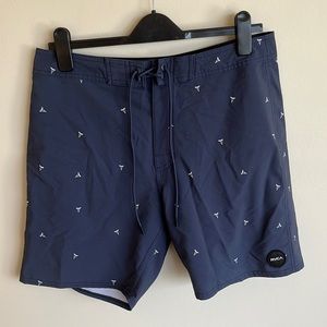 RVCA navy boardshorts with shark teeth
